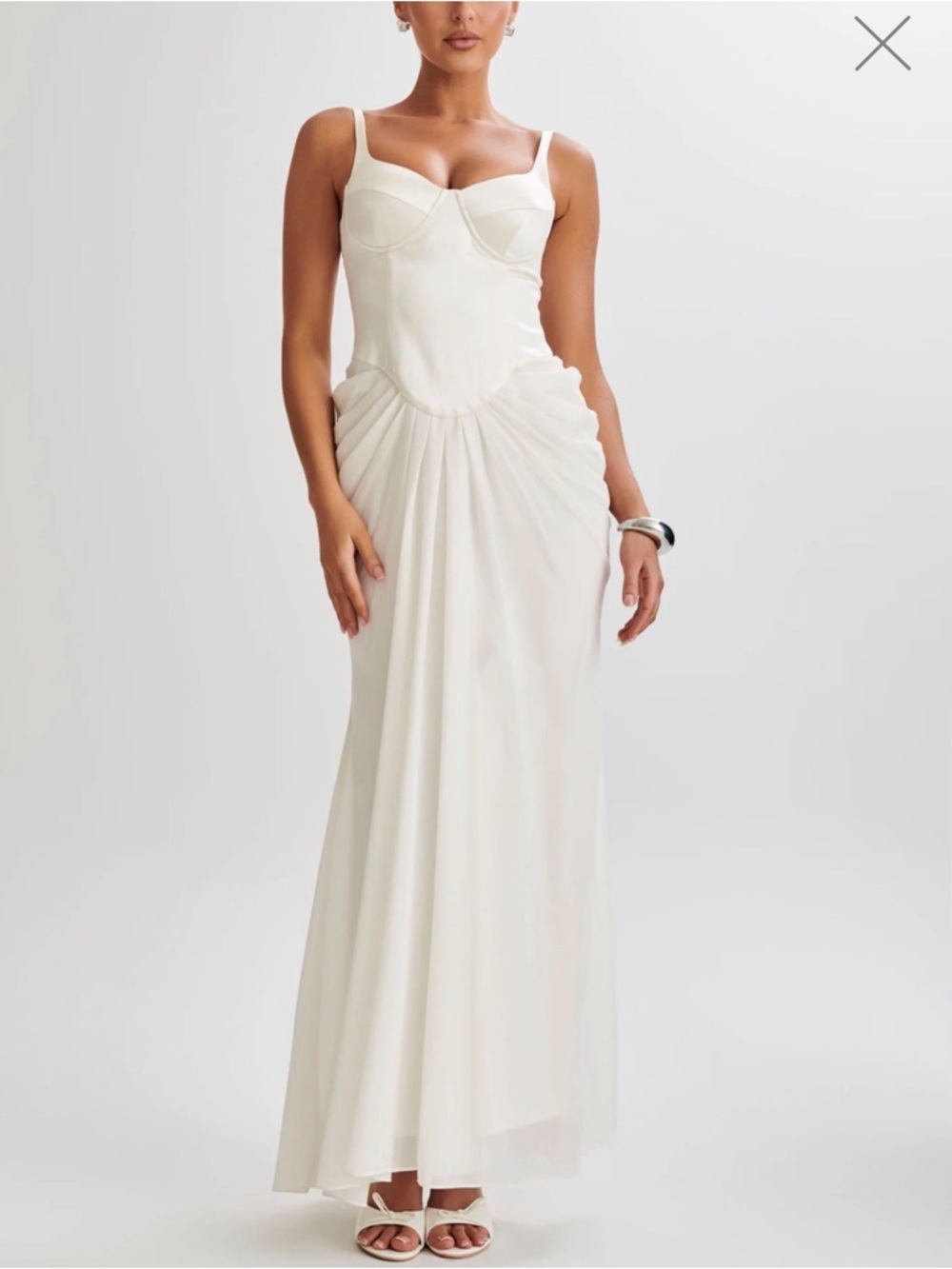 Meshki Leila Satin Corset Maxi Dress Ivory